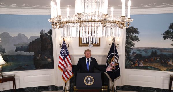 U.S. President Trump speaks about Iran and the Iran nuclear deal at the White House in Washington