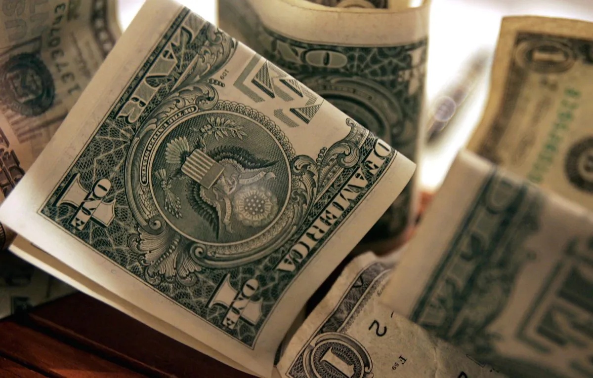 Dollar bills are seen at the Financial Museum in New York City. (Spencer Platt/Getty Images)