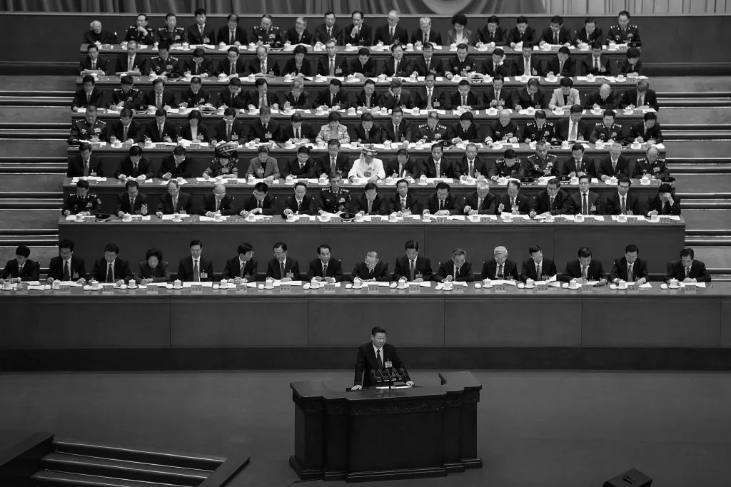 Chinese leader Xi Jinping delivers a speech during the opening session of the 19th Communist Party Congress held at the Great Hall of the People in Beijing, China on Oct. 18, 2017. The 19th Communist Party Congress will convene from October 18-24. (Etienne Oliveau/Getty Images)