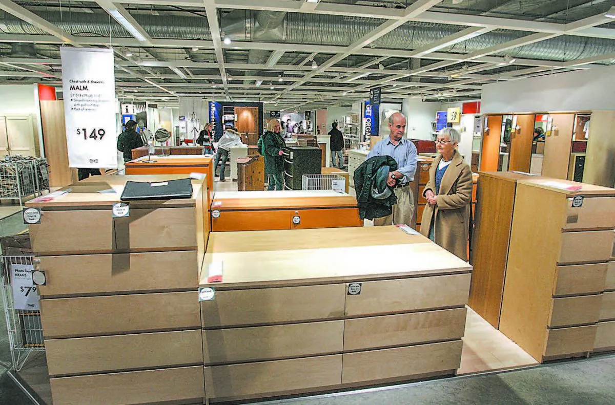 Shoppers look at furniture at the Ikea store in Paramus, N.J., on Jan. 27, 2005. (STEPHEN CHERNIN/GETTY IMAGES)