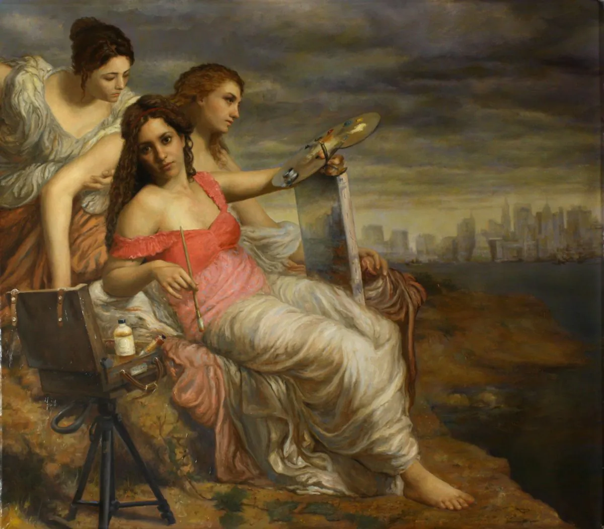 “Rebirth of Painting.” Oil on linen, 42 inches by 48 inches. (Courtesy of Cesar Santos)