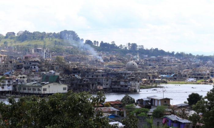 Damaged buildings are seen after government troops cleared the area from pro-ISIS terrorist groups inside a war-torn area in Marawi city, southern Philippines on Oct. 23, 2017. (REUTERS/Romeo Ranoco)
