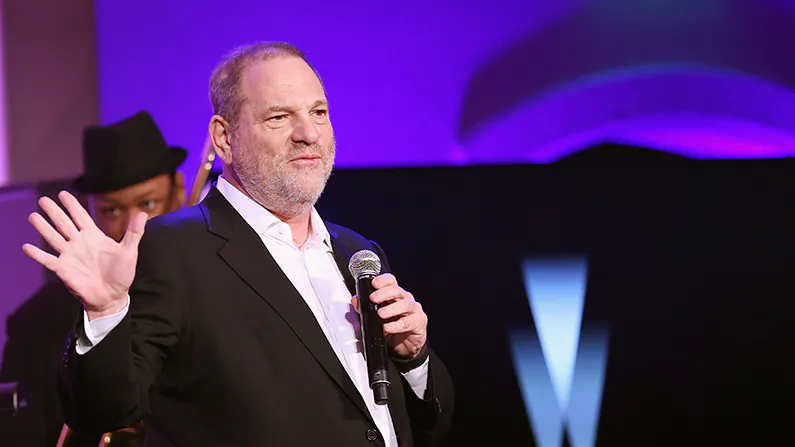 Producer Harvey Weinstein speaks onstage at The Weinstein Company's Pre-Oscar Dinner in partnership with Bvlgari and Grey Goose at Montage Beverly Hills in Beverly Hills, Calif., on Feb. 25, 2017. (Rich Polk/Getty Images for The Weinstein Company)
