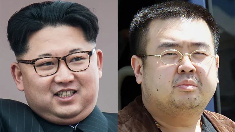 Current North Korean leader Kim Jong-Un and his now-dead half-brother Kim Jong-Nam, both sons of late-North Korean leader Kim Jong Il (Ed Jones/Toshifumi Kitamura/AFP/Getty Images)