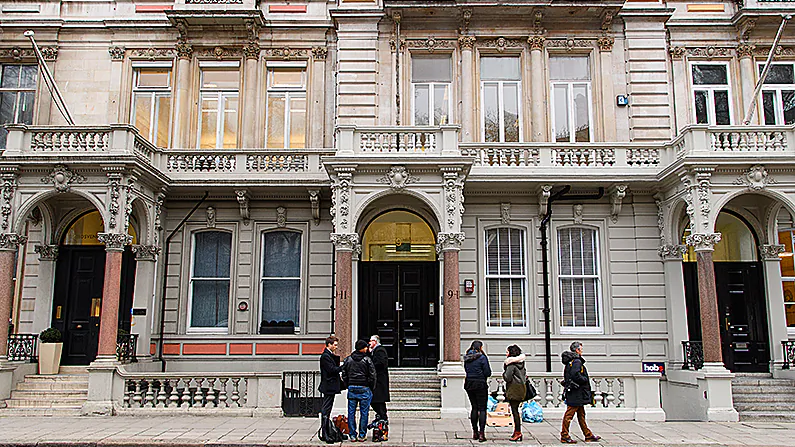Journalists gather outside the headquarters of Orbis Business Intelligence, the company run by former intelligence officer Christopher Steele in London on Jan. 12, 2017.(Leon Neal/Getty Images)