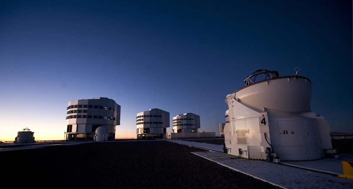 Night view of an auxiliary telescope and three optical telescopes at the European Southern Observatory (ESO) on Sept. 15, 2008, in Paranal, some 715 miles north of Santiago, Chile. (Martin Bernetti/AFP/Getty Images)