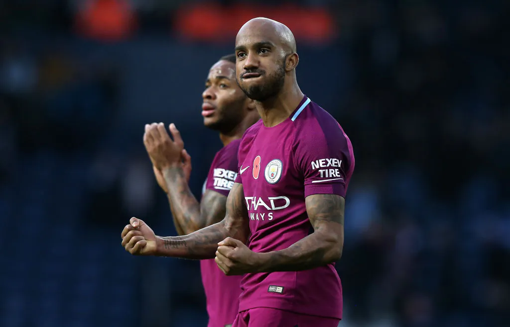 Fabian Delph of Manchester City celebrates victory after the Premier League match between West Bromwich Albion and Manchester City at The Hawthorns on Oct 28, 2017 in West Bromwich, England. (Nigel Roddis/Getty Images)