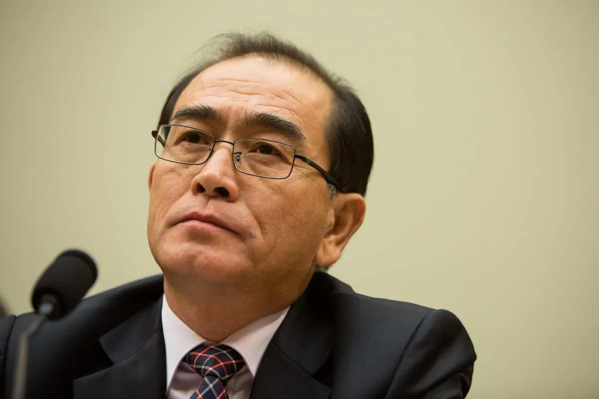 High-ranking North Korean defector Thae Yong-ho testifies at a hearing in Washington on Nov. 1, 2017. (Samira Bouaou/The Epoch Times)