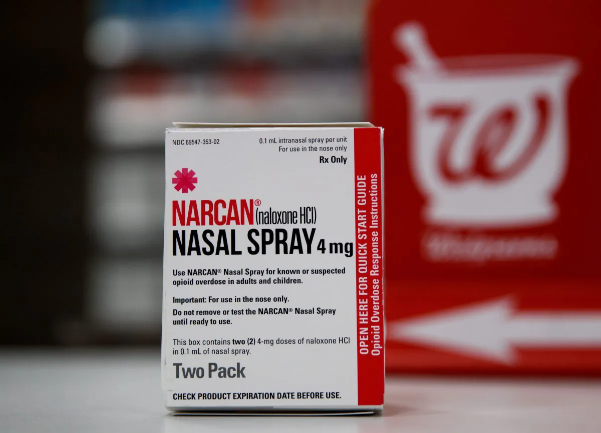 Narcan, which contains opioid-blocker naloxone, is sold at Walgreens in New York City, on Aug. 9, 2017. (Drew Angerer/Getty Images)