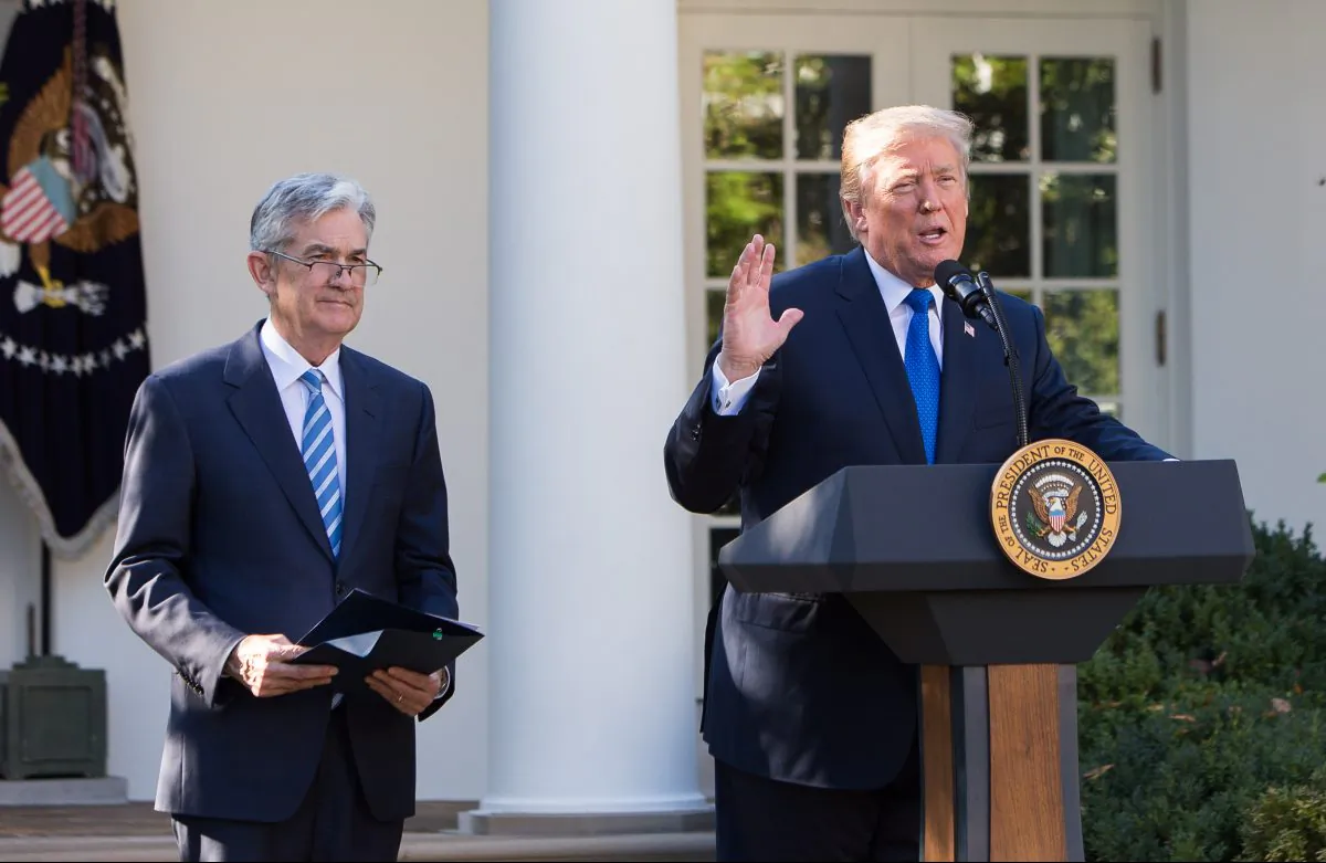 President Donald Trump announces Jerome (Jay) Powell (L) as the new chairman of the U.S. Federal Reserve in the Rose Garden of the White House in Washington, D.C., Nov. 2, 2017. (Samira Bouaou/ The Epoch Times)