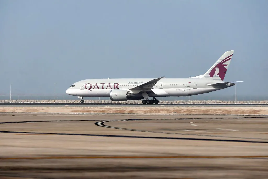 A Qatar Airways plane takes-off from the Hamad International Airport in Doha on July 20, 2017. (Stringer/AFP/Getty Images)