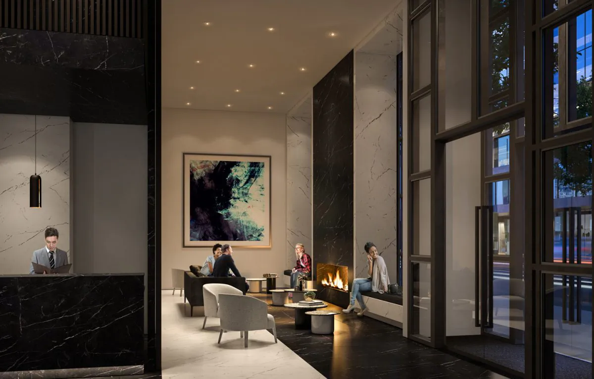 Rendering of  the lobby in the Panda Condos. (Courtesy of Lifetime Developments) 