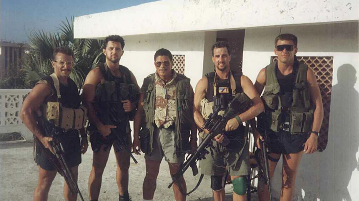 Navy SEAL Howard Wasdin (2nd L) with the sniper team at the Pasha safe house in Mogadishu, Somalia, in 1993. (Courtesy of Howard Wasdin)
