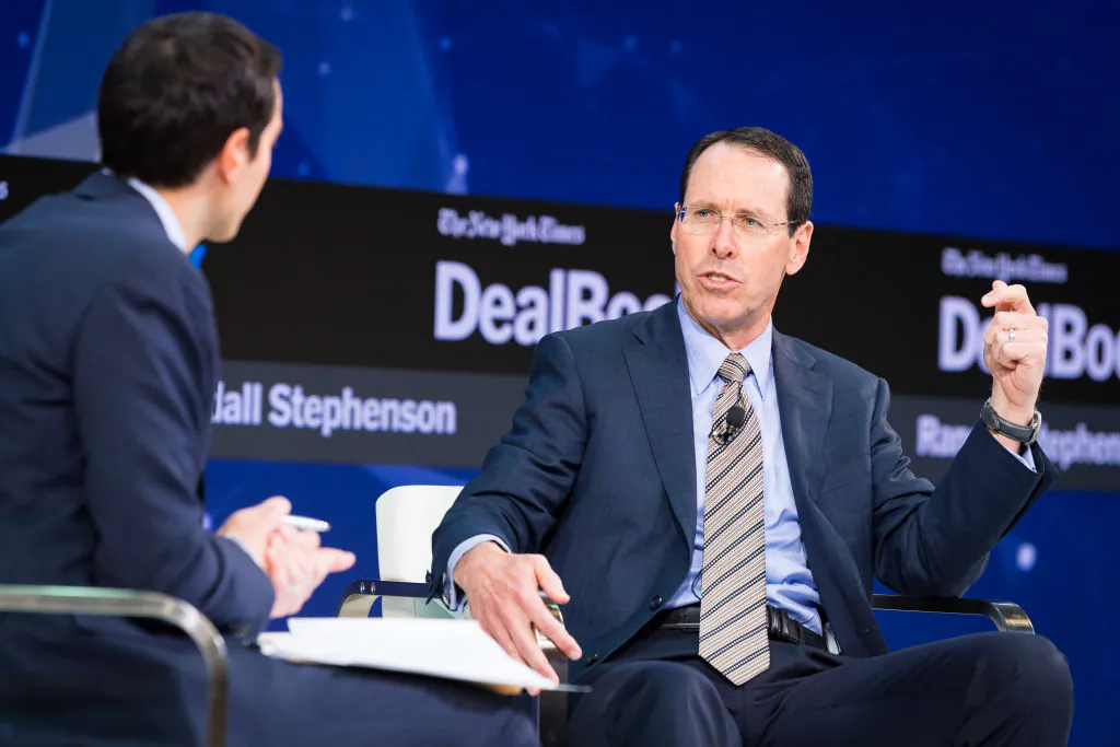 Randall Stephenson speaks onstage at The New York Times 2017 DealBook Conference in New York City on Nov. 9, 2017. AT&T plans to invest an additional $1 billion in the United States in 2018.  (Michael Cohen/Getty Images for The New York Times)
