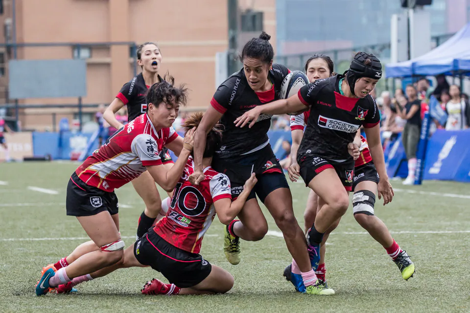 Player-coach Bella Milo proved a real handful, grabbing two trys as Valley Black put the Falcons to the sword in their Premiership clash at King’s Park on Saturday Nov 11. (Dan Marchant)