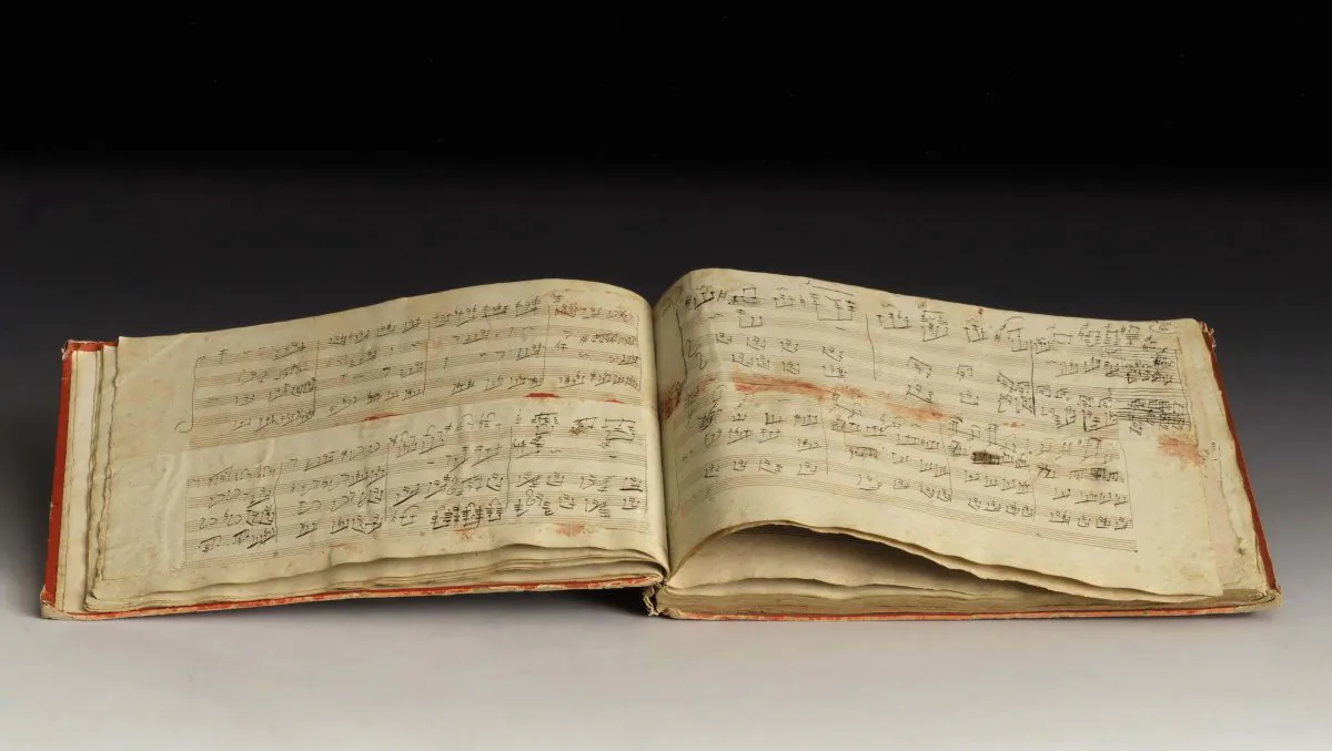 Ludwig van Beethoven’s autographed manuscript containing his own arrangement of "The Grand Fugue" for piano in four hands, Op. 134. The 2005 discovery showed that Beethoven revised his works throughout his entire creative life. (Sotheby's; The Juilliard Manuscript Collection)