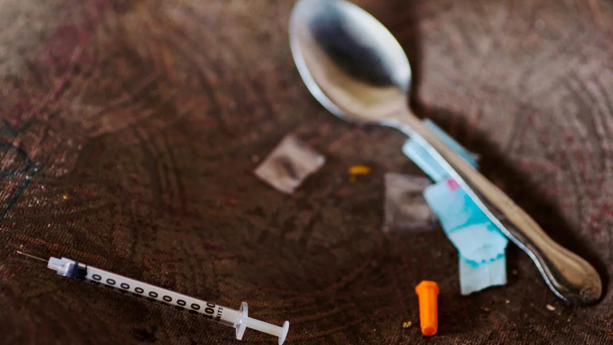 A needle, spoon, and narcotics bag are seen near a heroin encampment in the Kensington neighborhood of Philadelphia, Pennsylvania, on April 10, 2017. (Dominick Reuter/AFP/Getty Images)