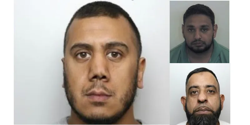 Riaz Makhmood (Top R), Sajid Ali  (L) and Zaheer Iqbal, convicted of sexual abuse against a teenager. (NCA)