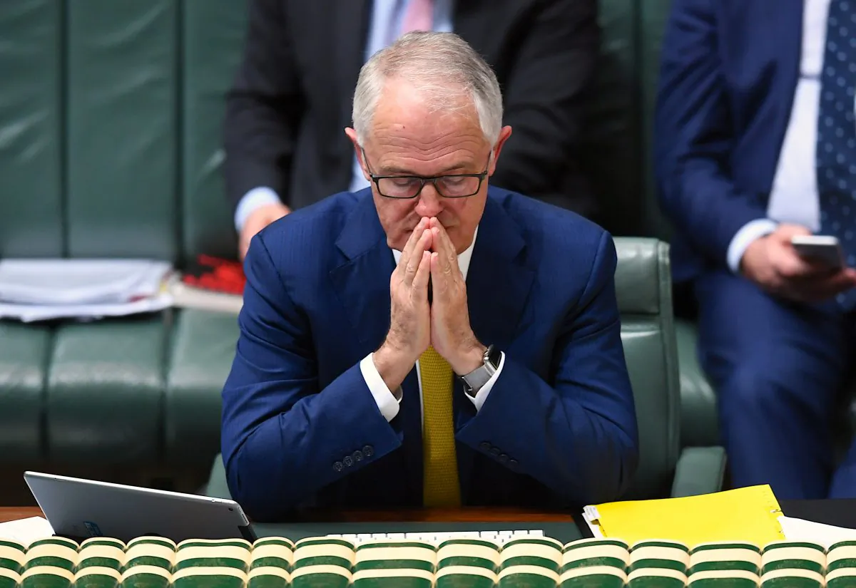 Australian Prime Minister Malcolm Turnbull reacts as he sits in the House of Representatives at Parliament House in Canberra, Australia, Oct. 23, 2017. (AAP/Lukas Coch/via REUTERS)