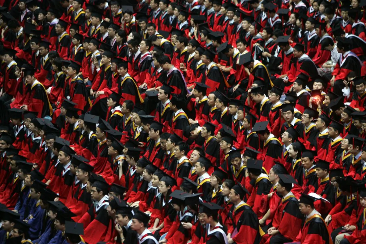 Students during a graduation ceremony held at Tsinghua University in Beijing, China, on July 18, 2007. (China Photos/Getty Images)