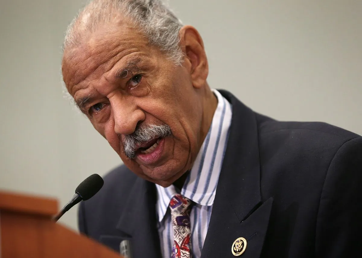 Former Rep. John Conyers (D-MI) speaks in Washington, DC., on September 18, 2015. (Alex Wong/Getty Images)