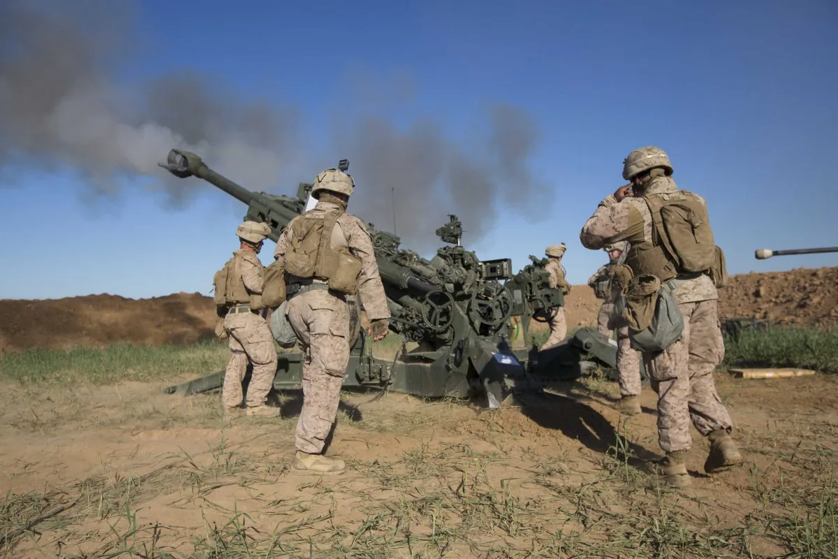 Soldiers fire on ISIS infiltration route in support of Operation Inherent Resolve in Iraq on March 18, 2016. (U.S. Marine Corps photo by Cpl. Andre Dakis/26th MEU Combat Camera/FOUO) 