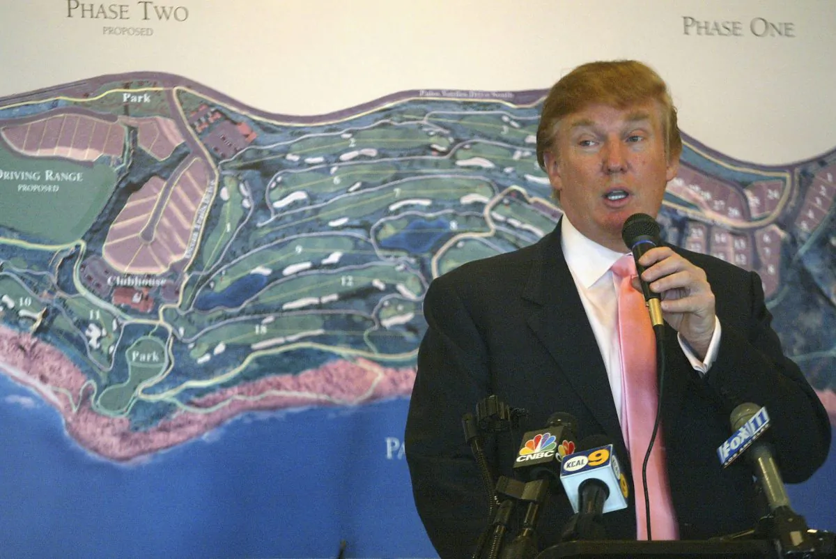 Donald Trump speaks at the groundbreaking of the Trump National Golf Club in Rancho Palos Verdes, Calif., on Jan. 14, 2005. (Matthew Simmons/Getty Images)