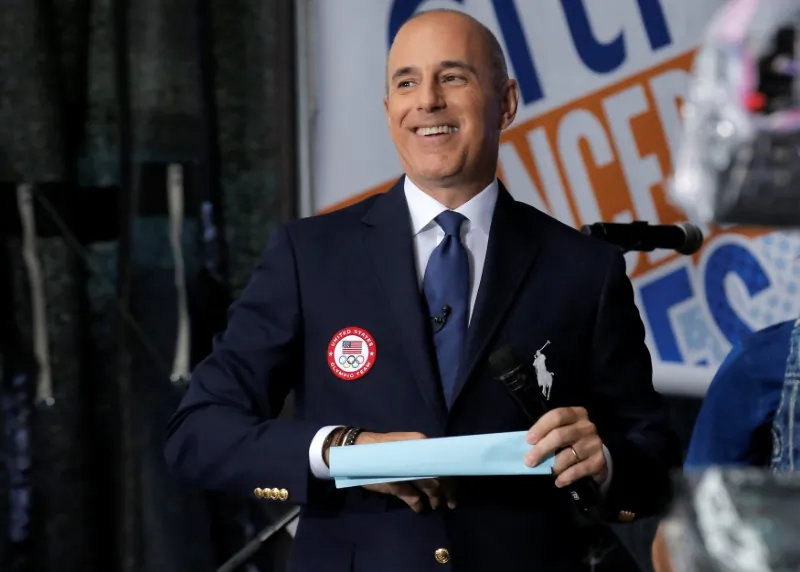 NBC's 'Today' show anchor Matt Lauer models the official Opening Ceremony outfit that Team USA members will wear by Polo Ralph Lauren in New York City, U.S., July 29, 2016. (Reuters/Brendan McDermid Picture Supplied by Action Images)