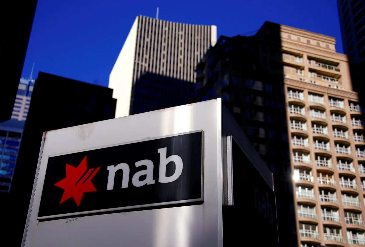 The logo of the National Australia Bank is displayed outside their headquarters building in central Sydney, Australia August 4, 2017. (Reuters/David Gray/File Photo)