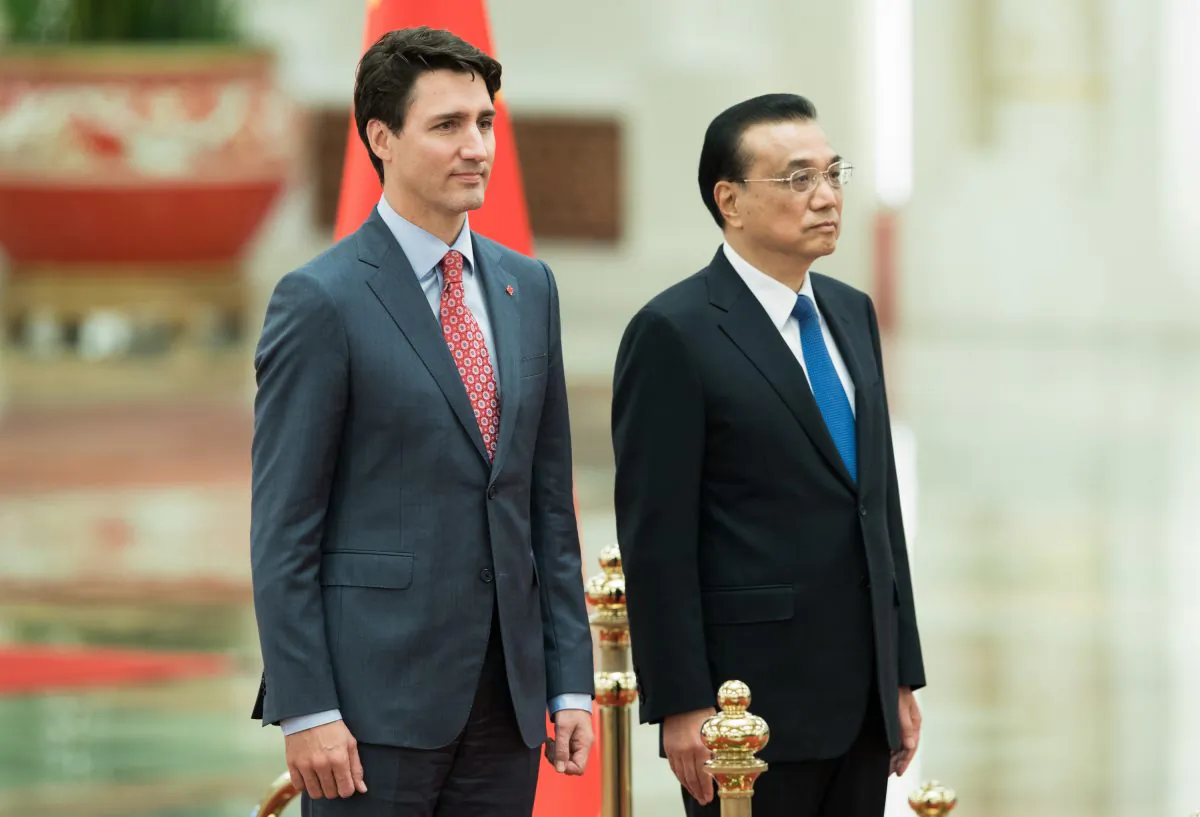 Canadian Prime Minister Justin Trudeau and Chinese Premier Li Keqiang during a welcoming ceremony inside the Great Hall of the People on Dec. 4, 2017 in Beijing. (Lintao Zhang/Getty Images)