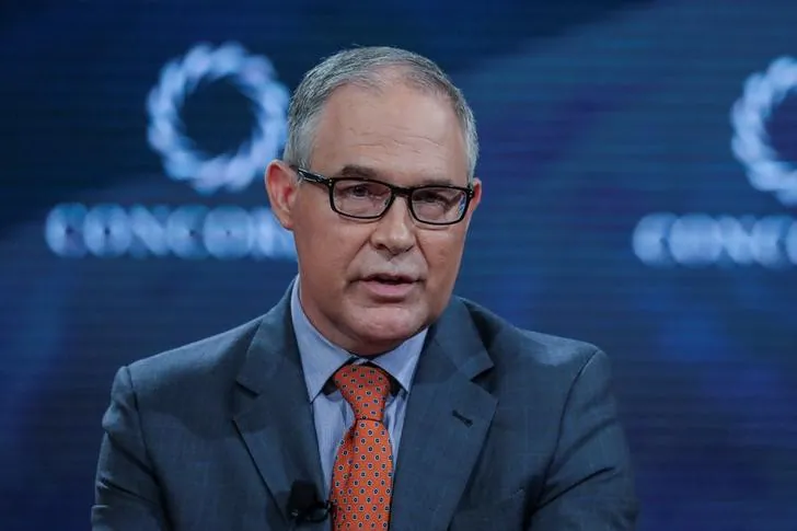 Scott Pruitt, Administrator of the U.S. Environmental Protection Agency, answers a question during the Concordia Summit in Manhattan, New York, U.S., Sept. 19, 2017. (Reuters/Jeenah Moon)