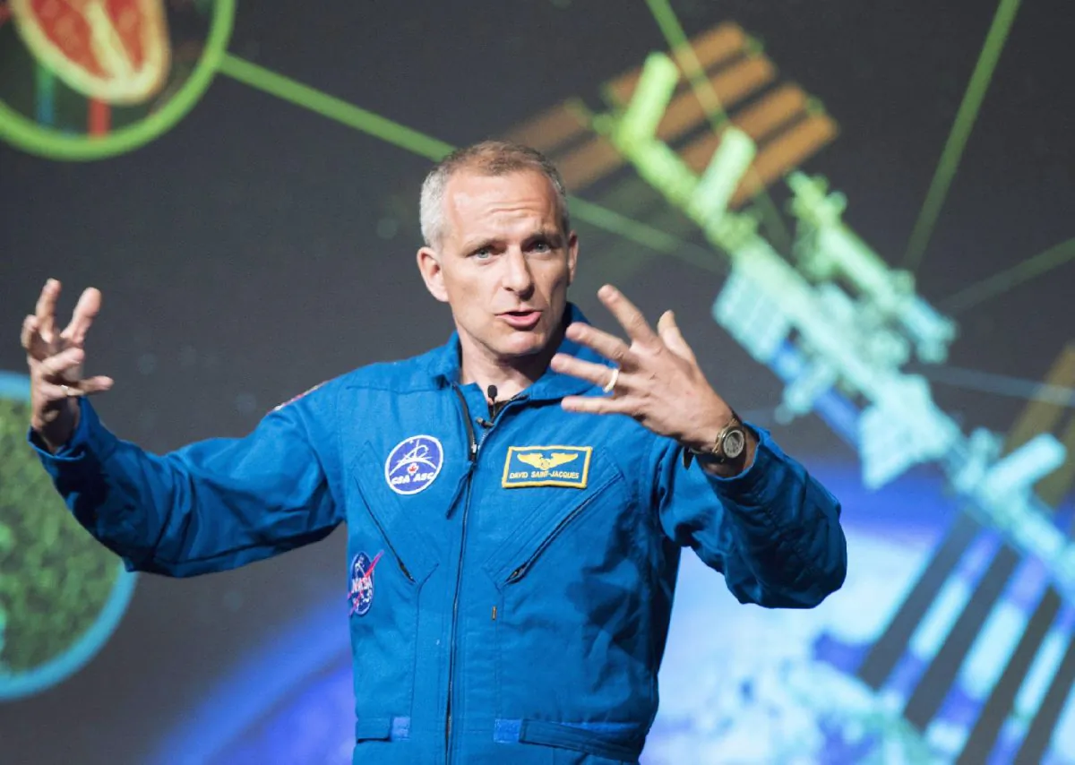 David Saint-Jacques discusses his upcoming mission to the International Space Station at the Canadian Space Agency headquarters in Saint Hubert, Que., on Nov. 29, 2017. (Ryan Remiorz/The Canadian Press)