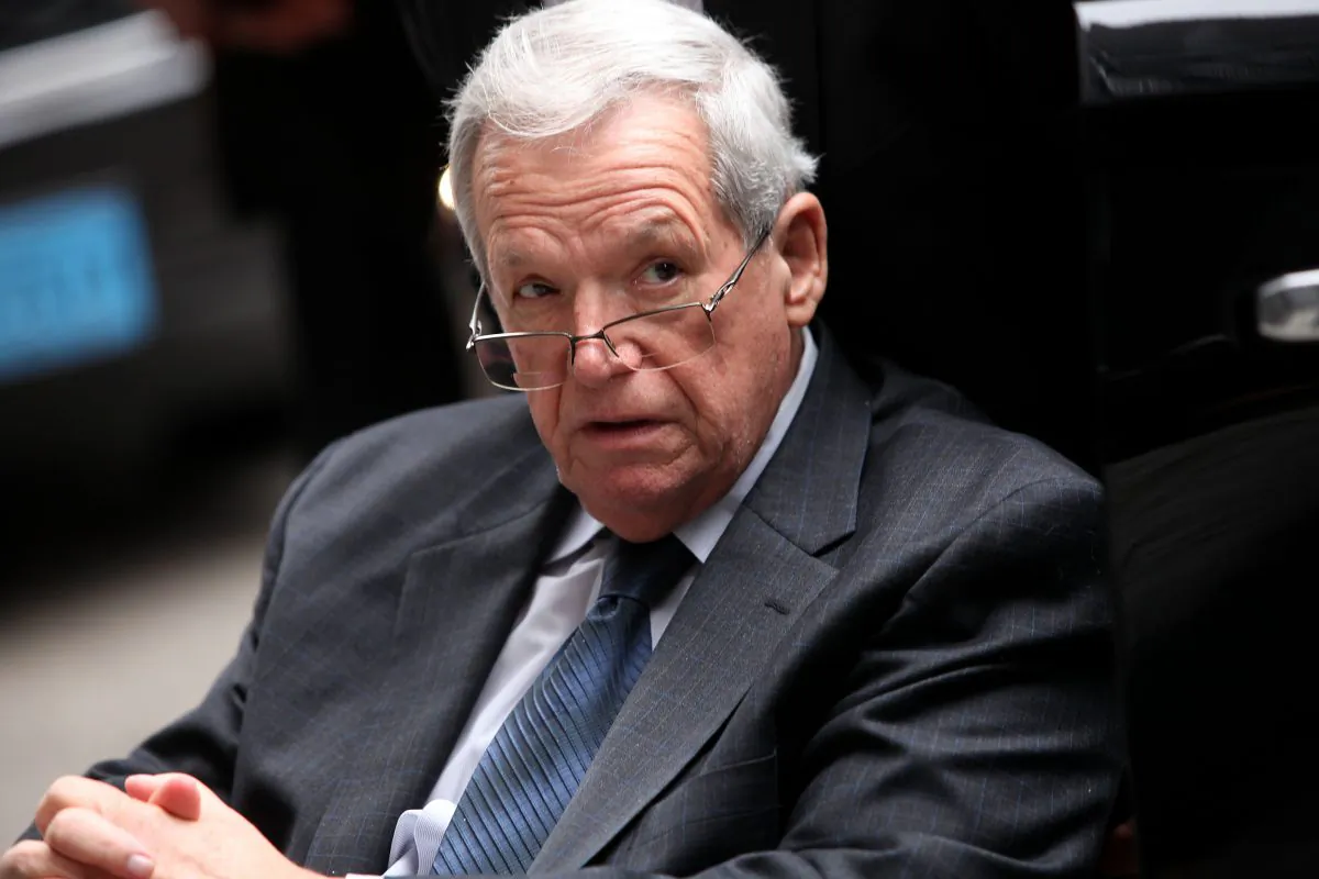 Former House Speaker Dennis Hastert leaves the Dirksen Federal Court House in a wheelchair after his sentencing in Chicago on April 27, 2016. (Joshua Lott/Getty Images)