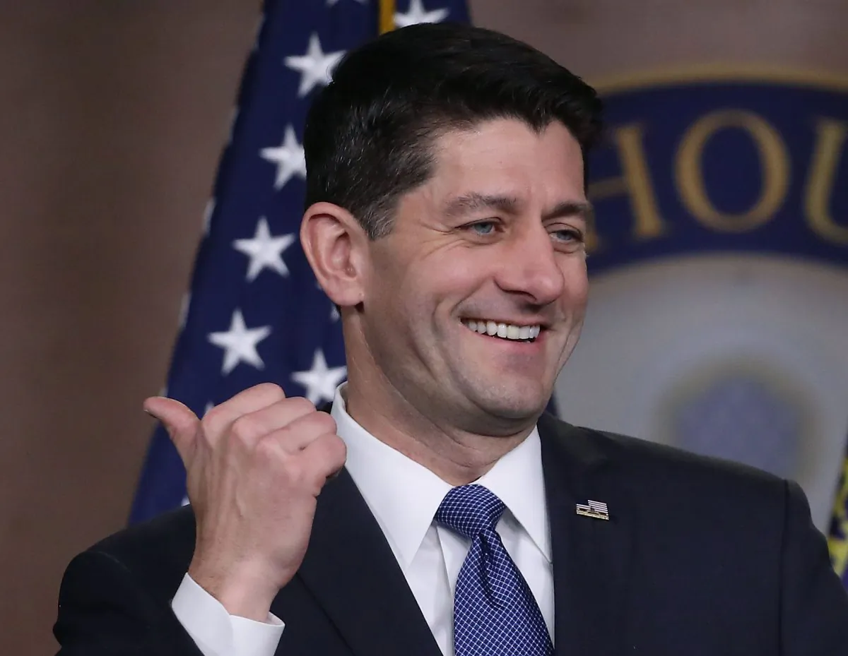 House Speaker Paul Ryan (R-WI), speaks about the Republican tax reform legislation currently before Congress, during his weekly briefing on Capitol Hill December 14, 2017 in Washington, DC. (Mark Wilson/Getty Images)