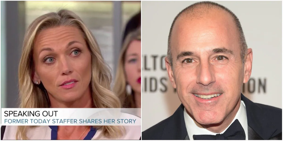 Addie Zinone (R) on NBC's "Megan Kelly Today" on Dec. 18, 2017 and former "Today" show host Matt Lauer on Oct. 28, 2014. (Screenshot via Today.com (L), Michael Loccisano/Getty Images)