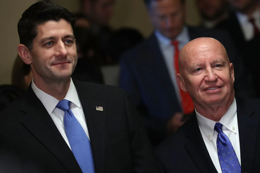 Speaker of the House Paul Ryan (R-WI) and House Ways and Means Committee Chairman Kevin Brady (R-TX) hold a news conference following passage of the Tax Cuts and Jobs Act in the Will Rogers Corridor at the U.S. Capitol in Washington, DC. on December 19, 2017. (Chip Somodevilla/Getty Images)