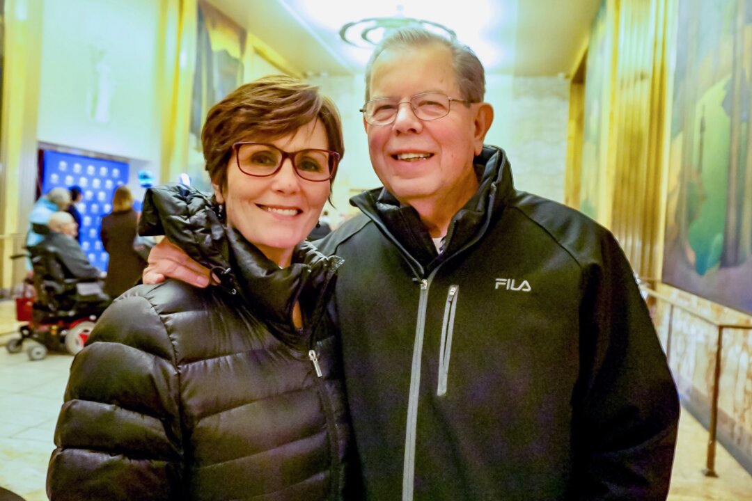 Georgia and Vern Anderson attending Shen Yun Performing Arts at the Music Hall, on Dec. 23, 2017. “I loved the songs about Deity and the divine, because we certainly believe that also. … It seems so deep in the [Chinese] culture, and it was easy to understand that and to feel that, and I love the happiness on their faces all the time. I thought that was beautiful,” said Mrs. Anderson. (Stacey Tang/The Epoch Times)