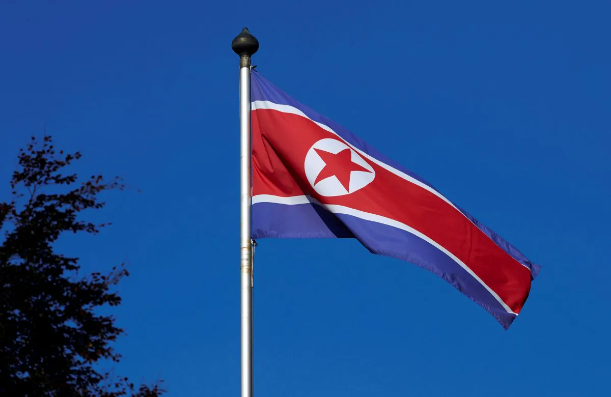 A North Korean flag flies on a mast at the Permanent Mission of North Korea in Geneva on Oct. 2, 2014.   (REUTERS/Denis Balibouse/File Photo)