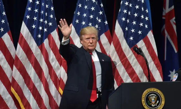 President Donald Trump at the FBI National Academy graduation ceremony on Dec. 15, 2017, in Quantico, Va. (Nicholas Kamm/AFP/Getty Images)