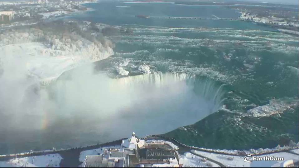Incredible photos of the Niagara Falls show how it has transformed into a winter wonderland. (EarthCam.com)