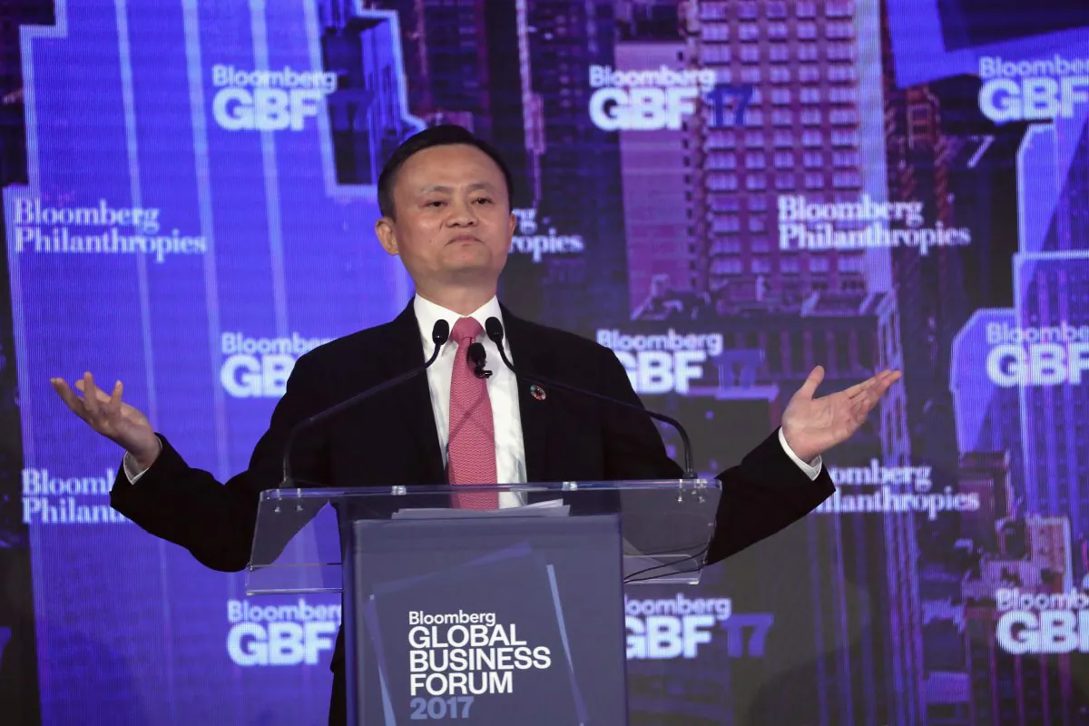 Jack Ma, founder of Alibaba, speaks at the Bloomberg Global Business Forum in New York City on Sept. 20, 2017. (John Moore/Getty Images)
