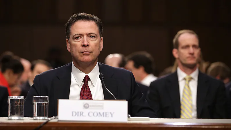 Former FBI Director James Comey testifies before the Senate Intelligence Committee in the Hart Senate Office Building on Capitol Hill in Washington, DC on June 8, 2017. (Chip Somodevilla/Getty Images)