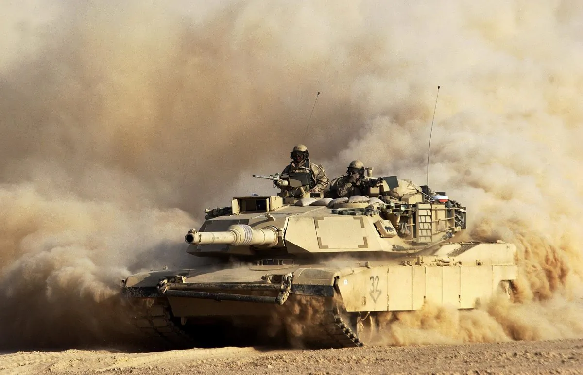 A U.S. Abrahms tank south of the city of Najaf in Iraq on March 23, 2003. (Scott Nelson/Getty Images)