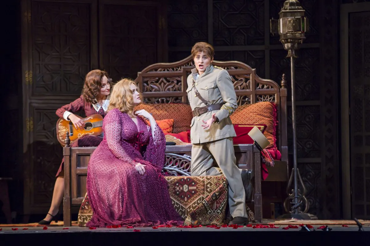 (L–R) Christiane Karg as Susanna, Rachel Willis-Sorensen as the Countess, and Serena Malfi as Cherubino in Mozart's “Le Nozze di Figaro.” (Chris Lee/Metropolitan Opera)