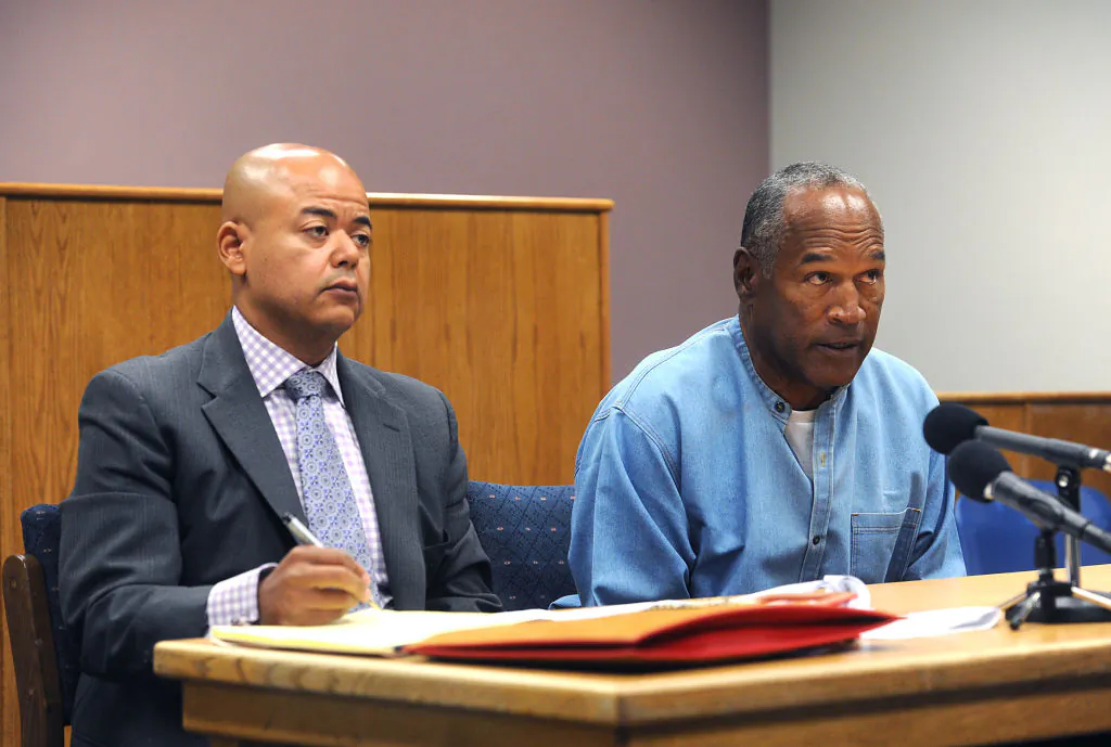 O.J. Simpson attends his parole hearing with his attorney Malcolm LaVergne at Lovelock Correctional Center in Lovelock, Nevada, July 20, 2017. (Jason Bean-Pool/Getty Images)