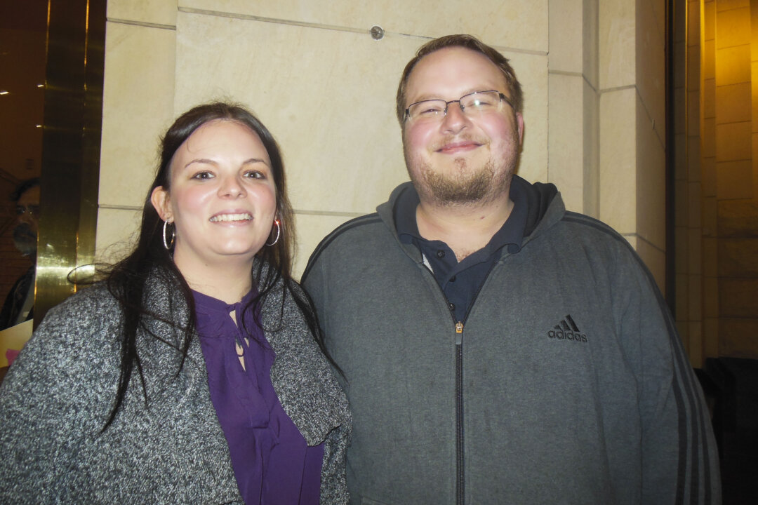 Troy Bomar and his girlfriend Kathryn Long enjoyed watching Shen Yun at the Bass Performance Hall in Fort Worth, Texas on Jan. 10, 2018. Kathryn Long agreed that the performance was divine, and added, "It spoke about the harmony between heaven, earth, and everything." (Sherry Dong/The Epoch Times)