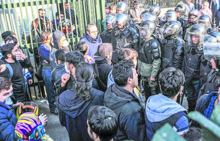 Iranian students protest at the University of Tehran in the capital, Tehran, on Dec. 30, 2017. (STR/AFP/GETTY IMAGES) 