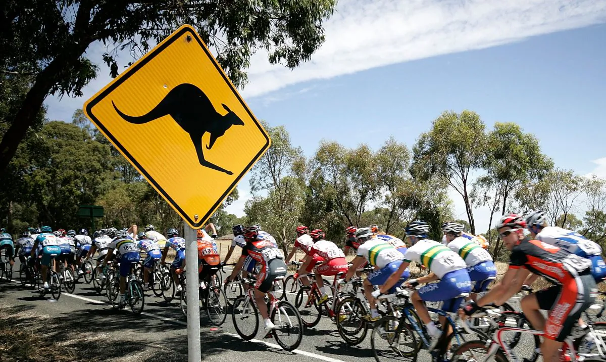 A tourist visiting  Western Australia shot a hilarious photo of a kangaroo seductively lounging in front of a public bathroom.  (Pool/Getty Images)