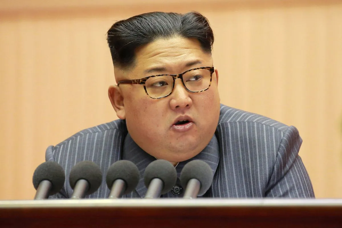 This photo from North Korea's official Korean Central News Agency (KCNA) taken on Dec. 23, 2017 and released on Dec. 24, 2017 shows North Korean leader Kim Jong-Un during the 5th Conference of the Workers' Party of Korea Cell Chairpersons.(AFP/Getty Images via KCNA)