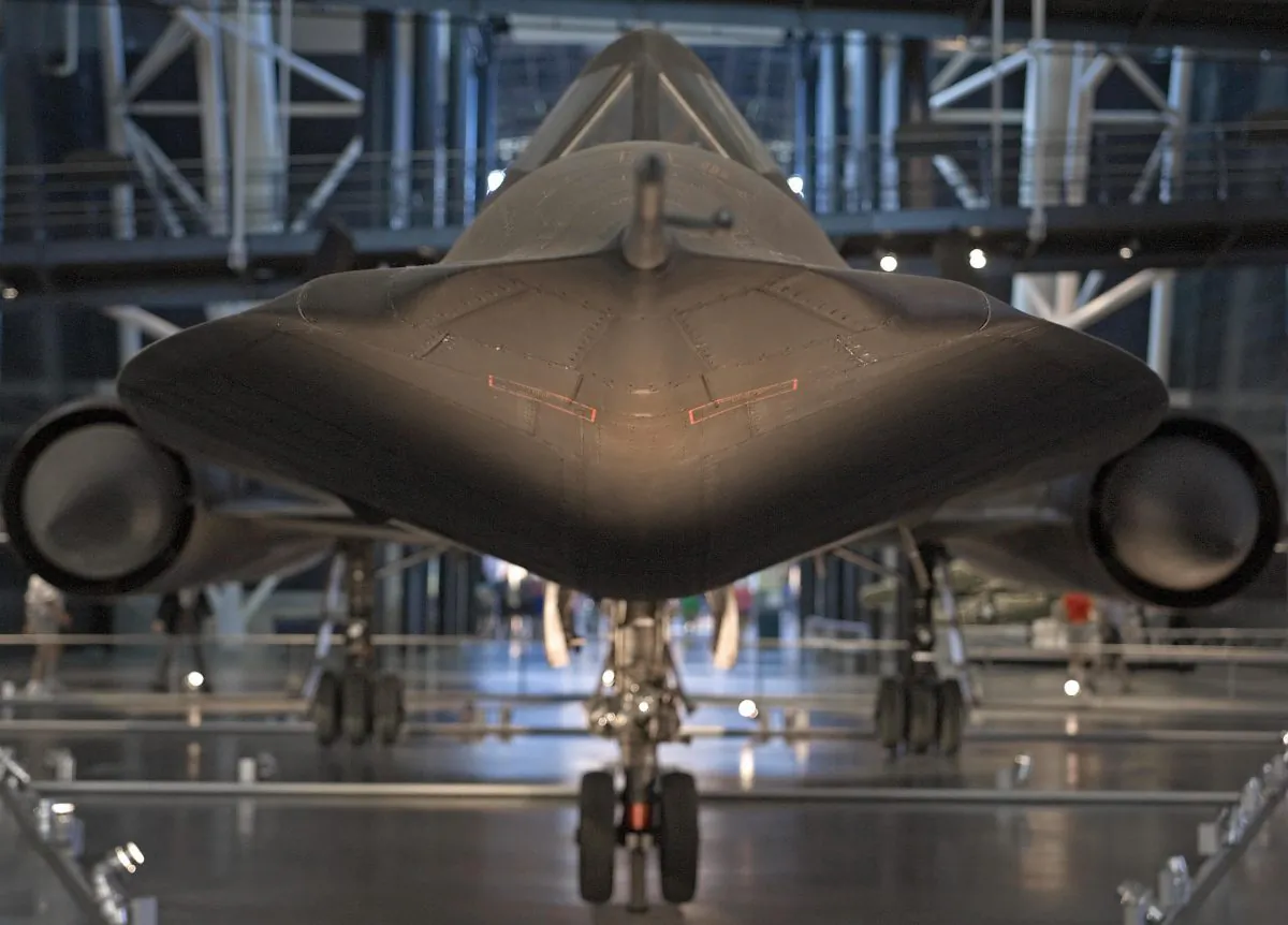The Lockheed SR-71A Blackbird is displayed at the Smithsonian Institute's Udvar-Hazy Air and Space Museum on 23 Aug. 2006 in Chantilly, Va. (Paul J. Richards/AFP/Getty Images)